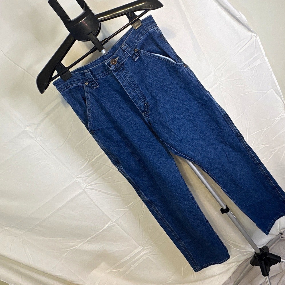 Wrangler Men's Carpenter Jeans Blue Medium Wash Denim Regular Fit Cargo Pockets